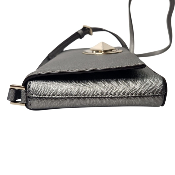 kate spade New York | Newberry Lane Sally Leather Crossbody | Metallic Silver - Picture 5 of 16